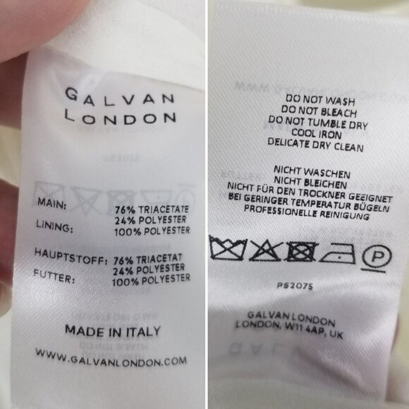 Galvan London Eden Deep V Wide Leg White Satin Bridal Jumpsuit Puff Sleeve Bride - Picture 8 of 16